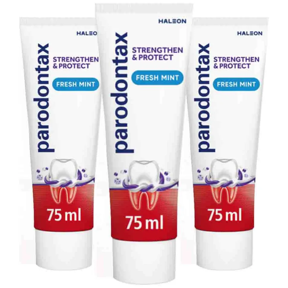 3x Parodontax Strenghten & Protect Tandpasta Fresh Mint 75 ml