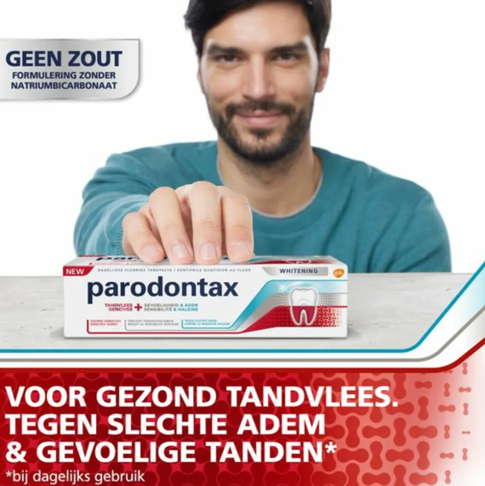 3x Parodontax Tandpasta Tandvlees + Gevoeligheid & Adem Whitening 75 ml