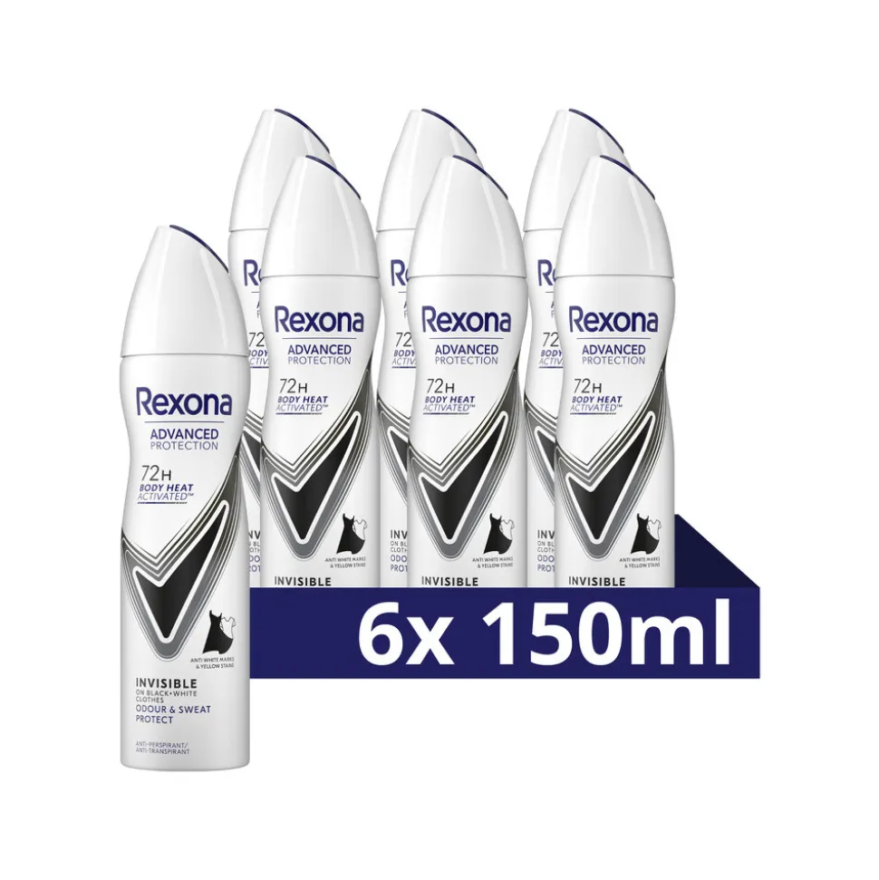 6x Rexona Deodorant Spray Advanced Protection Invisible 150 ml