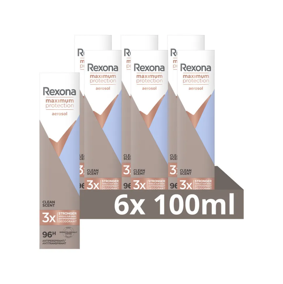 6x Rexona Deodorant Spray Maximum Protection Clean Scent 100 ml