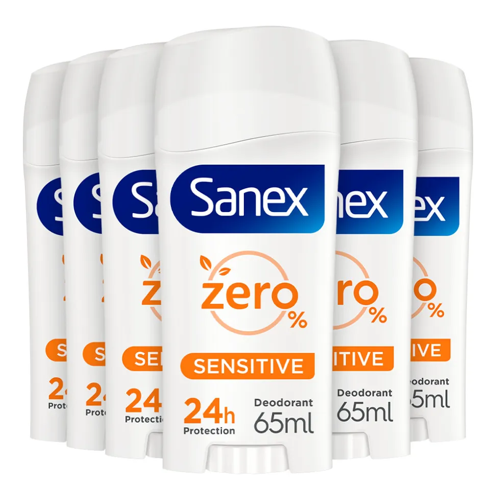 6x Sanex Deodorant Stick Dermo Sensitive 65 ml