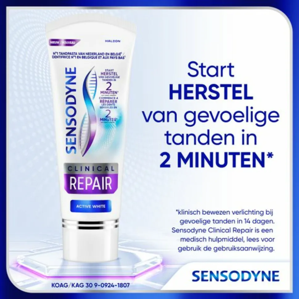 3x Sensodyne Tandpasta Clinical Repair Active White 75 ml