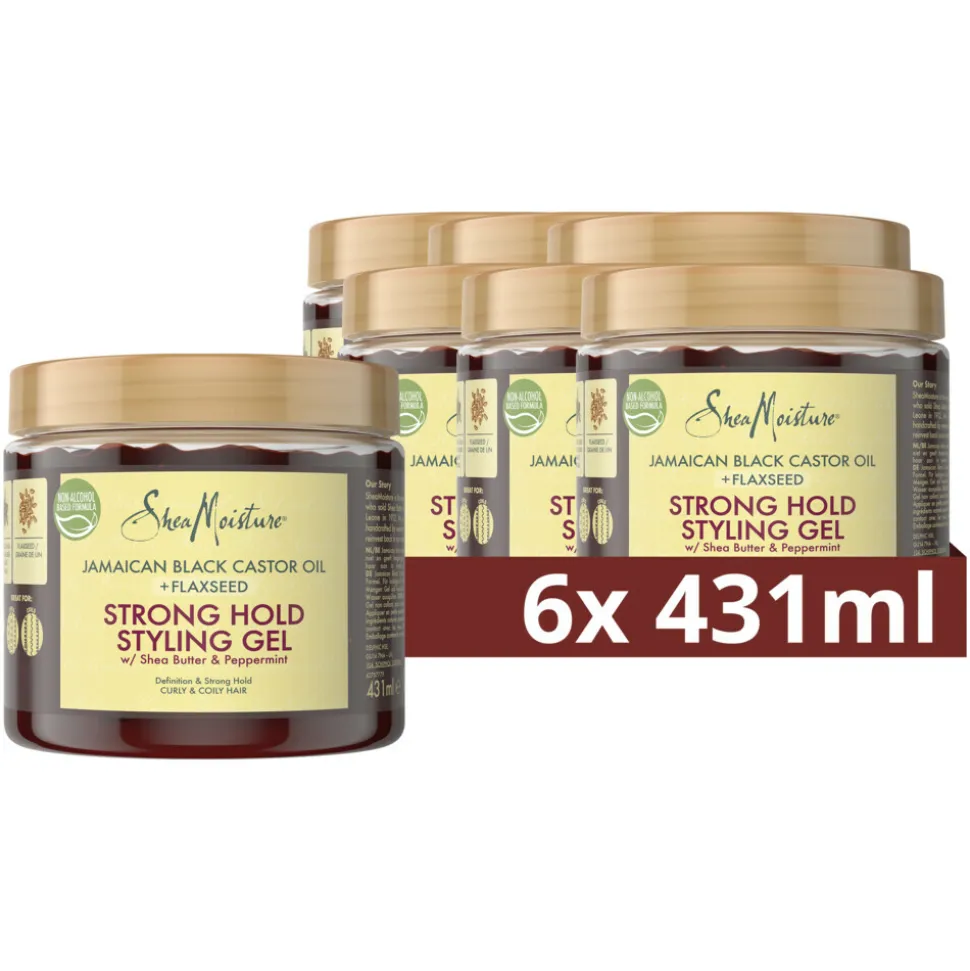 6x Shea Moisture Strong Hold Styling Gel Jamaican Black Castor Oil + Flaxseed 431 ml