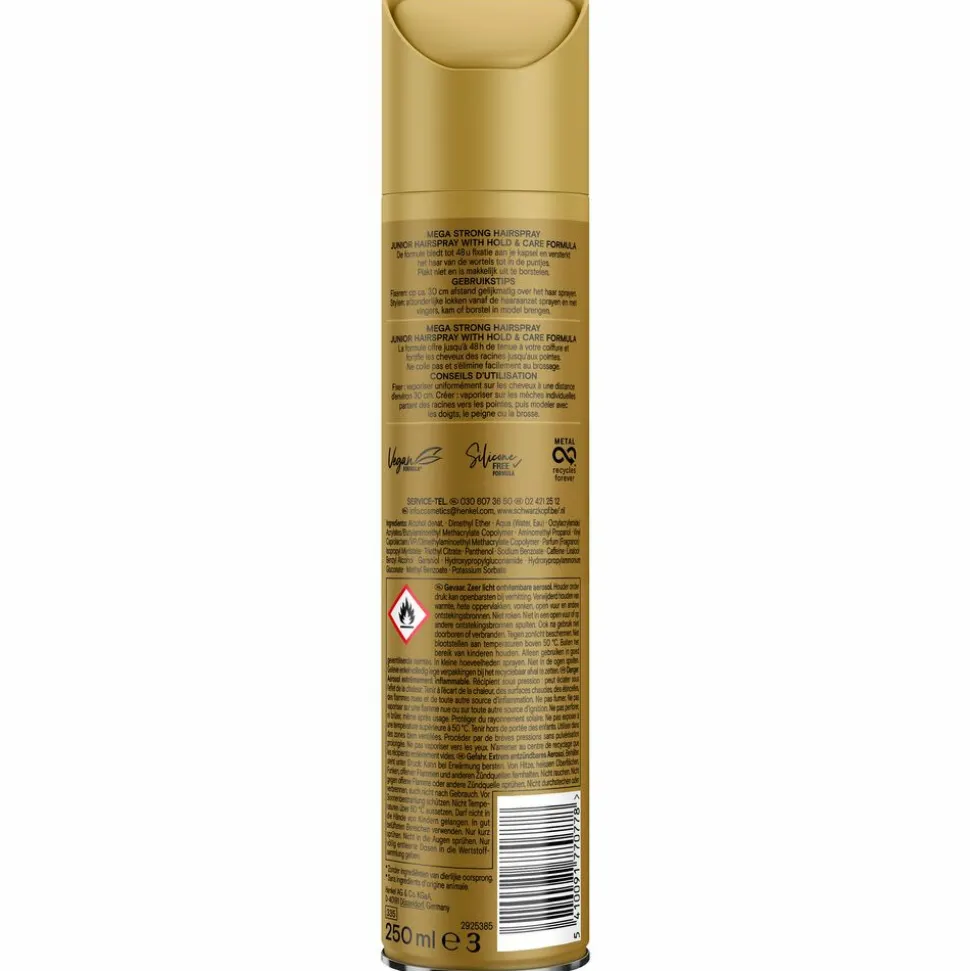 6x Taft Junior Hairspray Mega Strong 250 ml