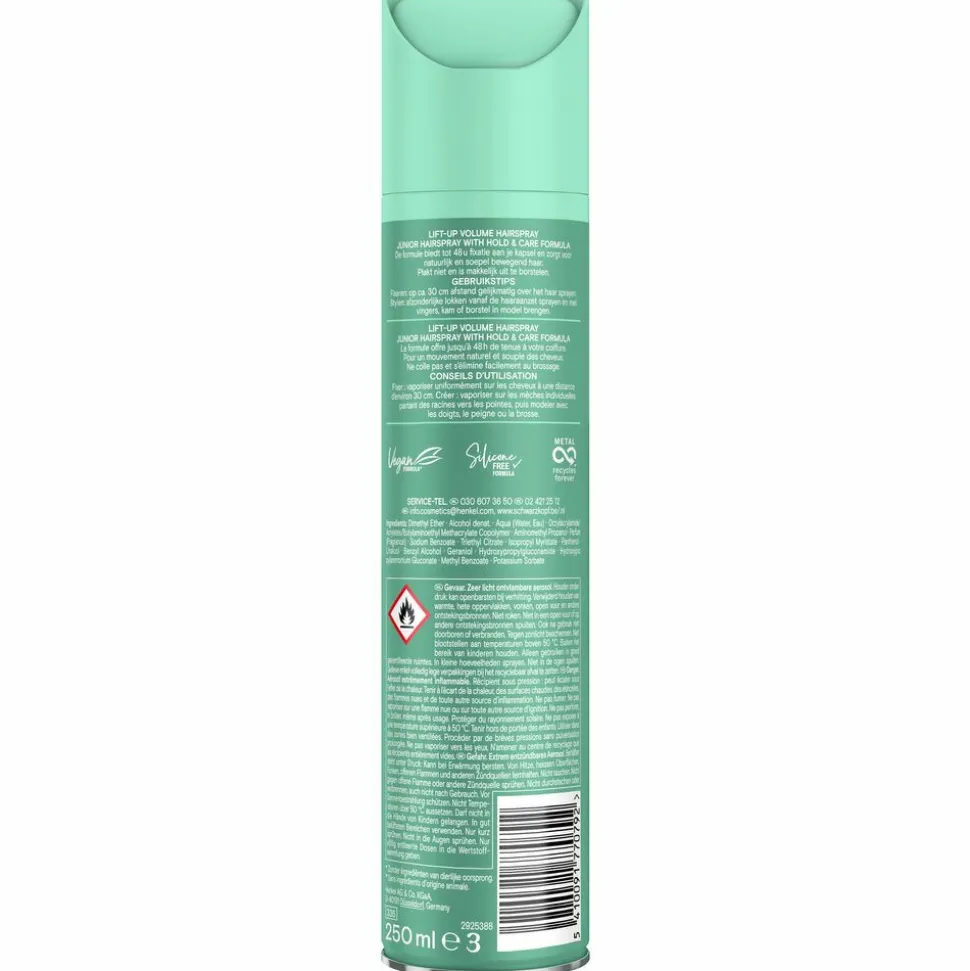 6x Taft Junior Hairspray Ultra Lift-Up Volume 250 ml