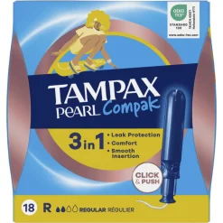 8x Tampax Pearl Compak Regular Tampons Met Inbrenghuls 18 stuks