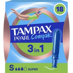 8x Tampax Pearl Compak Super Tampons met Inbrenghuls 18 stuks