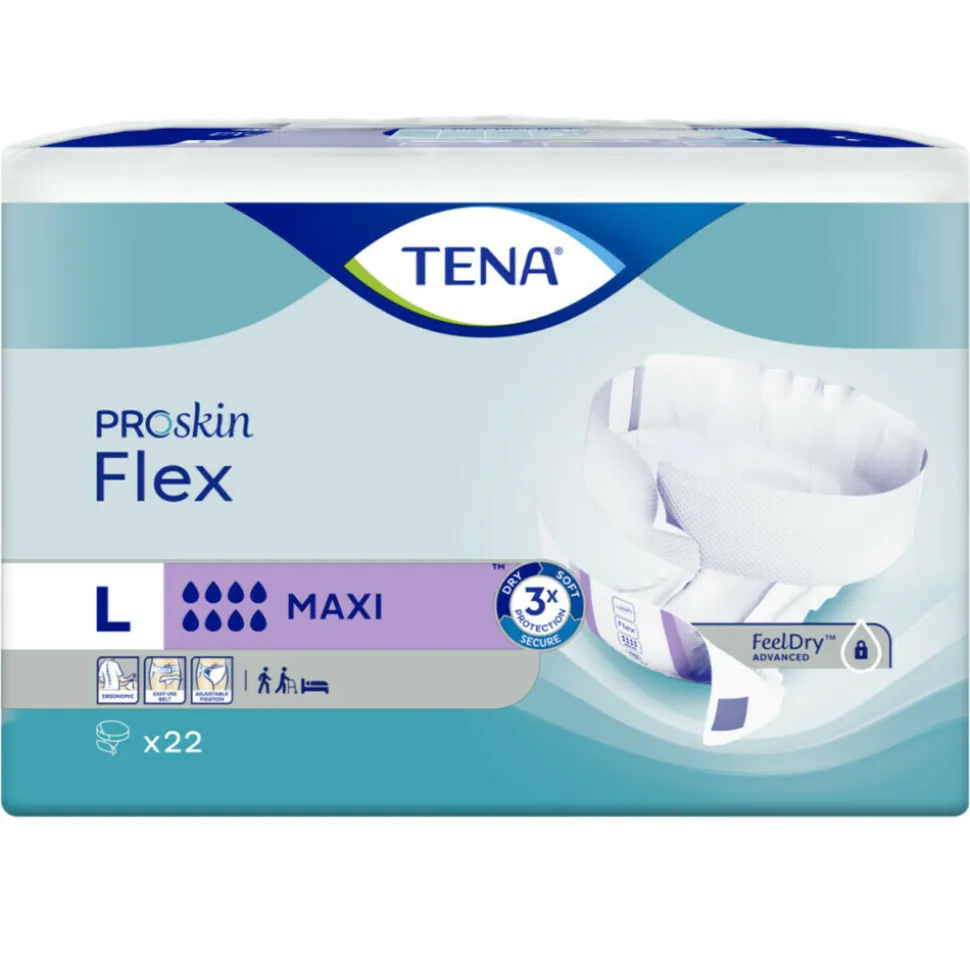 3x TENA Proskin Flex Maxi L 22 stuks