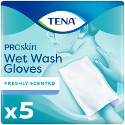3x TENA Proskin Wet Wash Gloves Frisse Geur 5 stuks