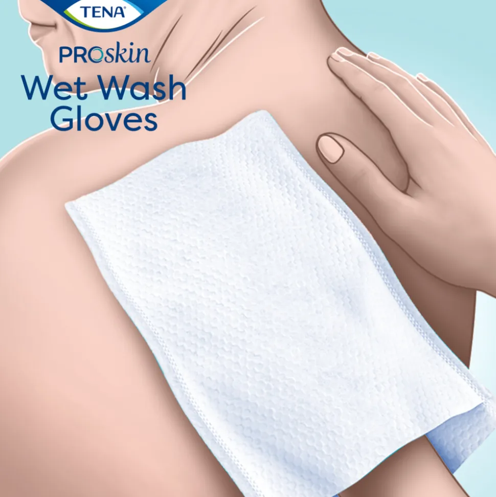 3x TENA Proskin Wet Wash Gloves Zonder Parfum 8 stuks