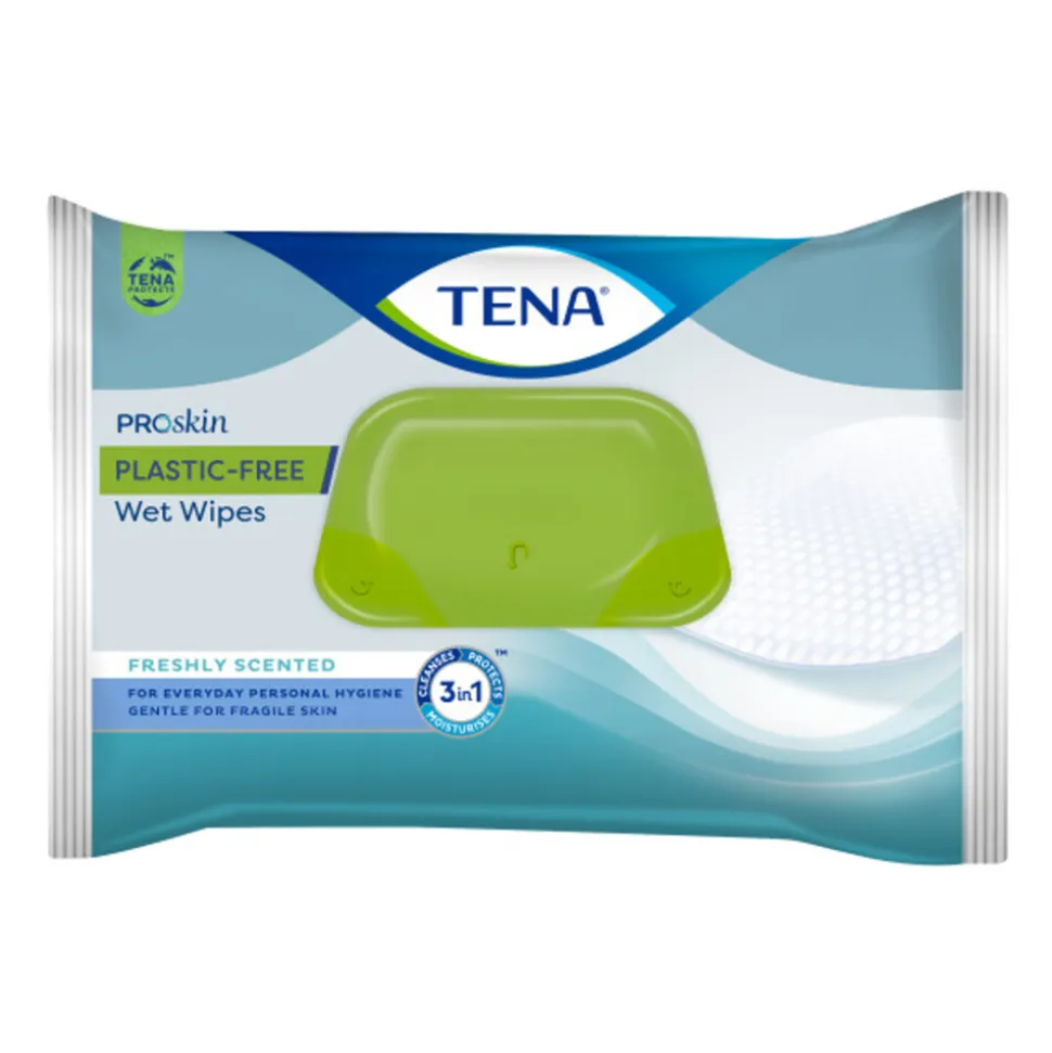 3x TENA Proskin Wet Wipes Plastic Free 32 x 20 cm 48 stuks