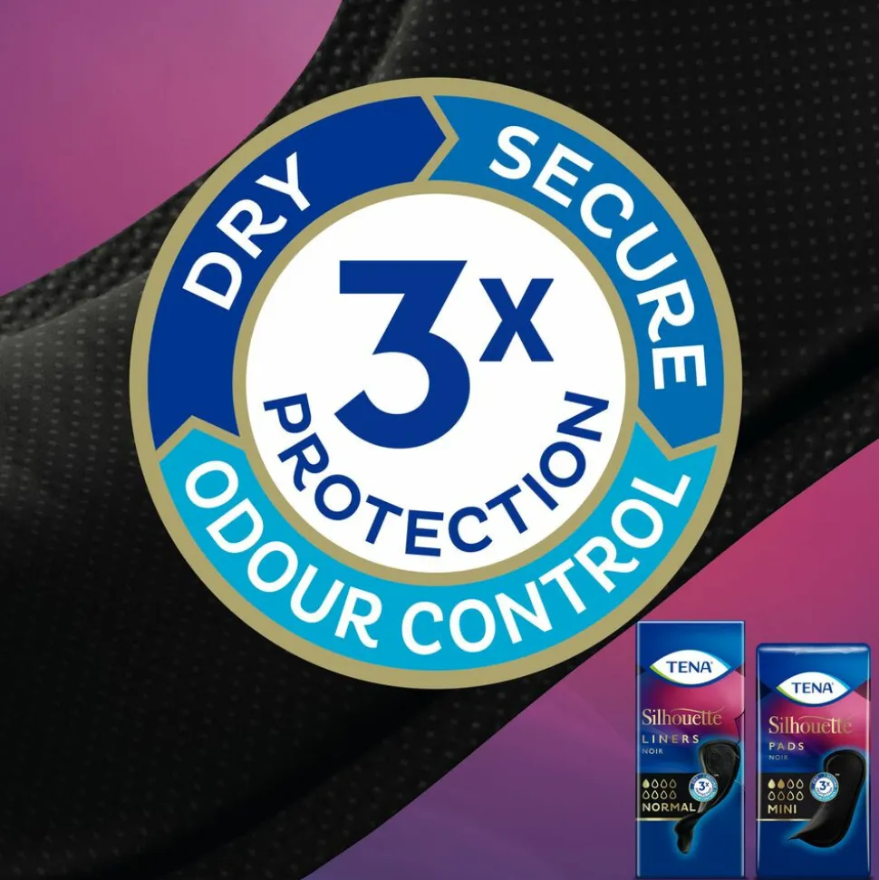3x TENA Silhouette Pads Black Mini 18 stuks