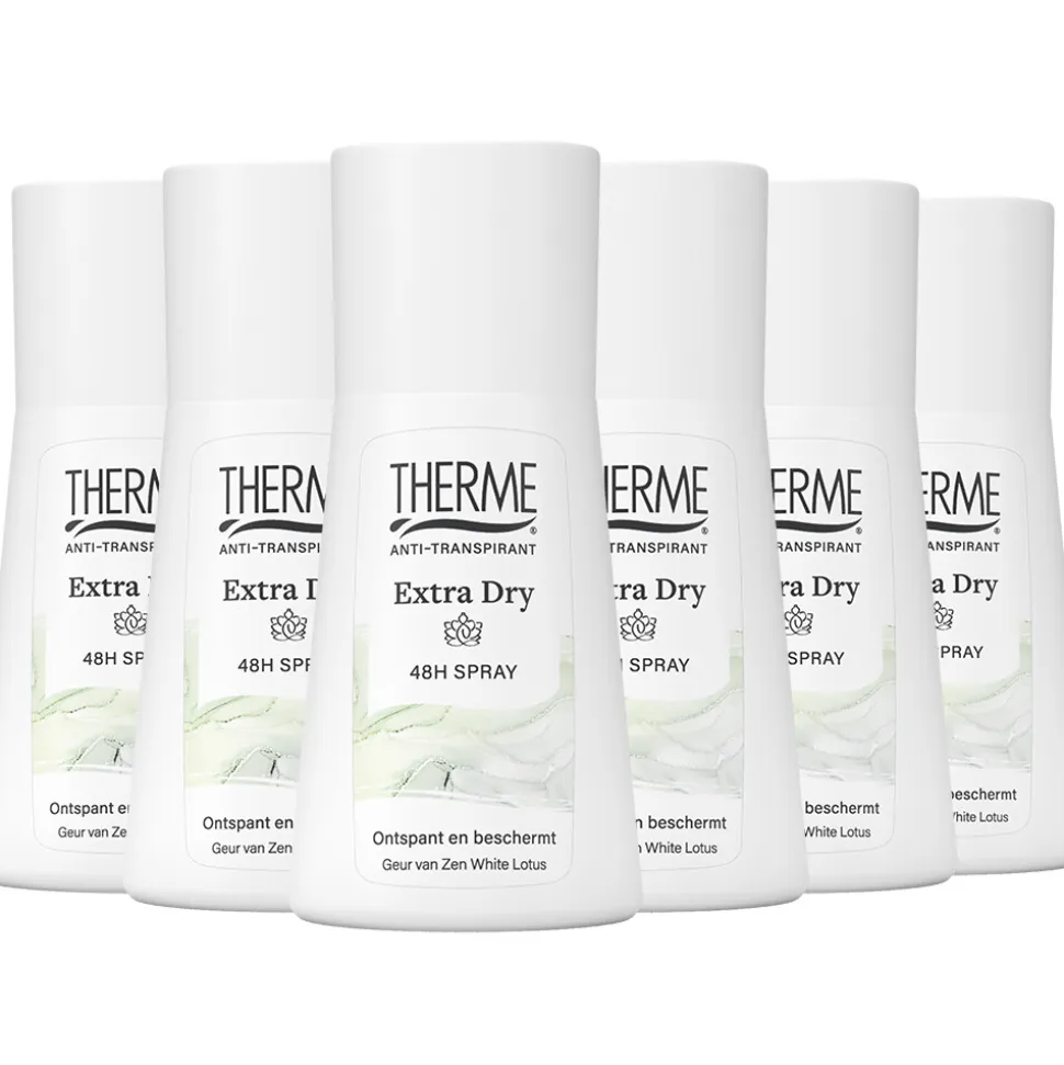 6x Therme Anti-Transpirant Extra Dry Zen White Lotus Spray 75 ml
