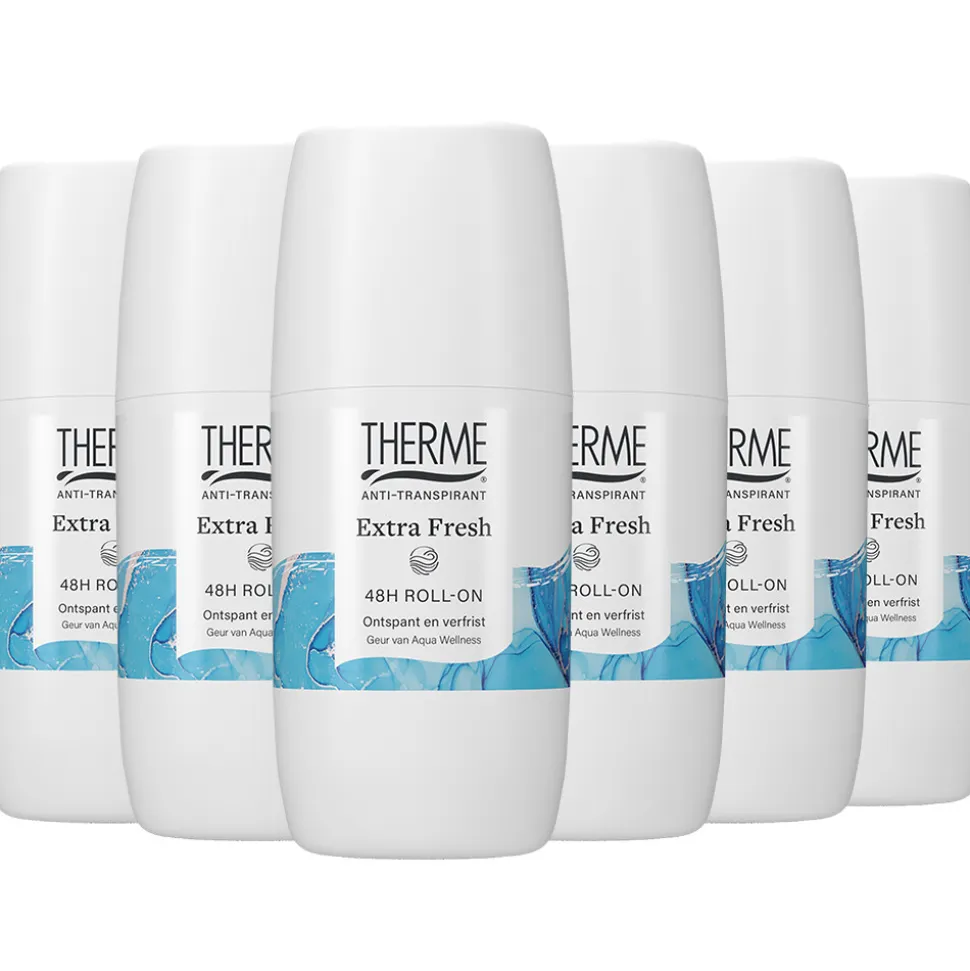 6x Therme Anti-Transpirant Extra Fresh 48H Roll-On Deodorant 60 ml