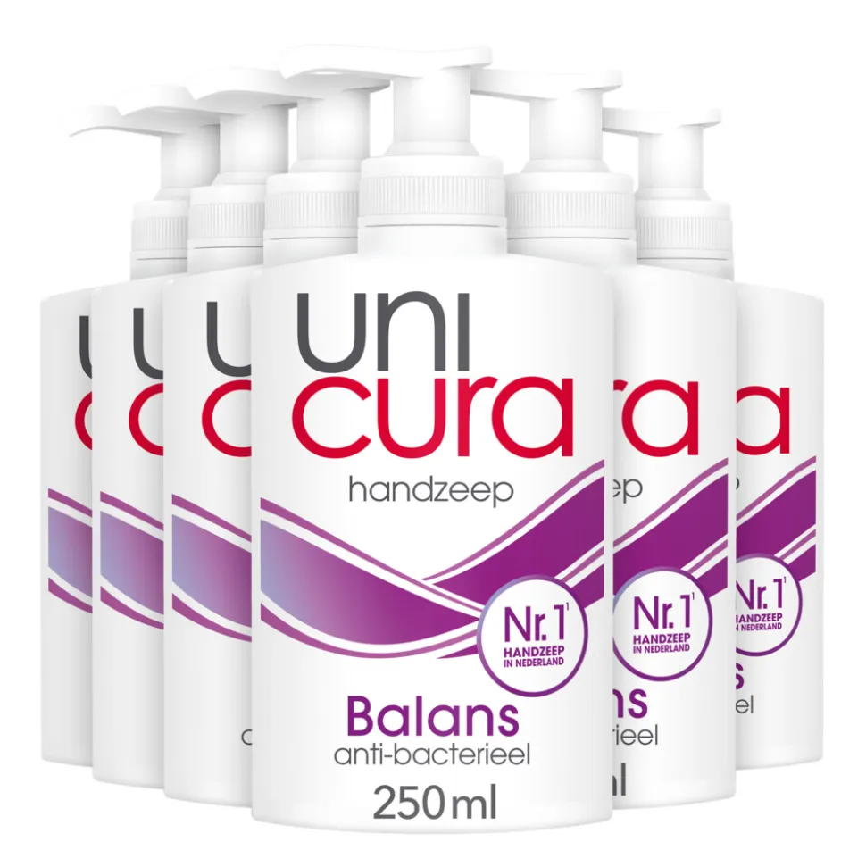 6x Unicura Vloeibare Handzeep Anti Bacterieel Balans 250 ml